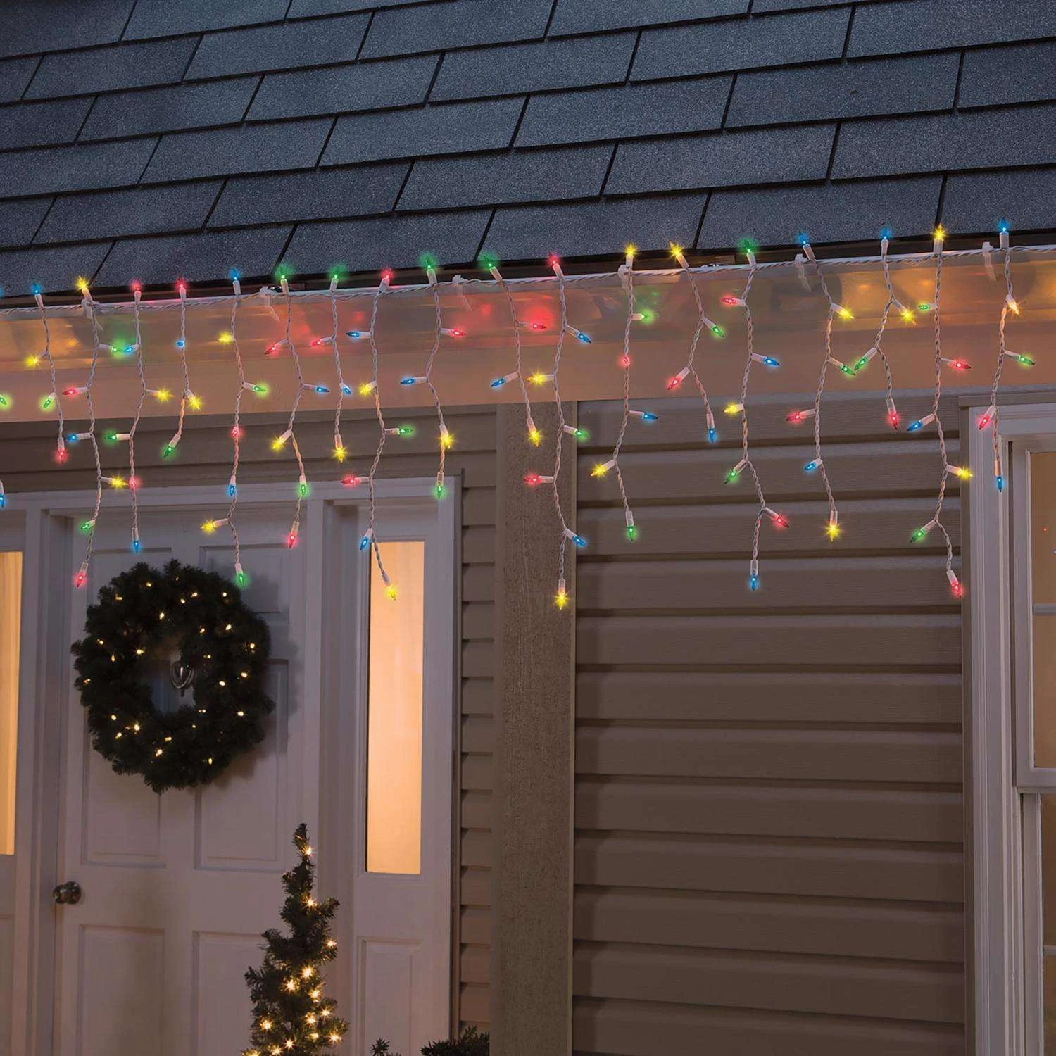 Celebrations Incandescent Mini Multicolored 300 Ct Icicle Christmas Lights 17 Ft. - Image 4