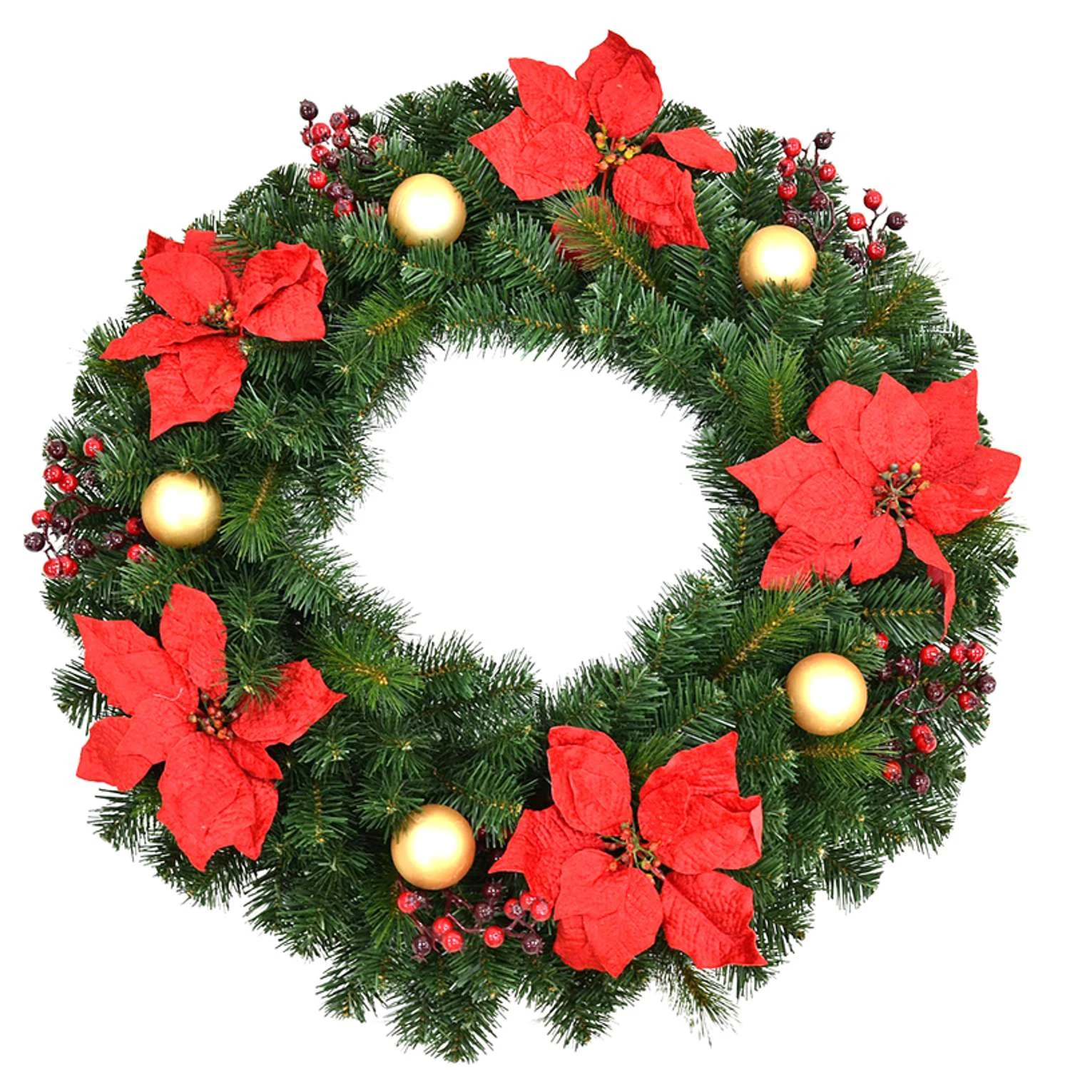 Celebrations Home 30 In. D LED Prelit Warm White Poinsettia Wreath