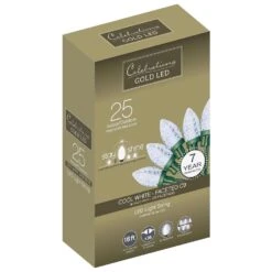 Celebrations Gold LED C9 Cool White 25 Ct String Christmas Lights 16 Ft.