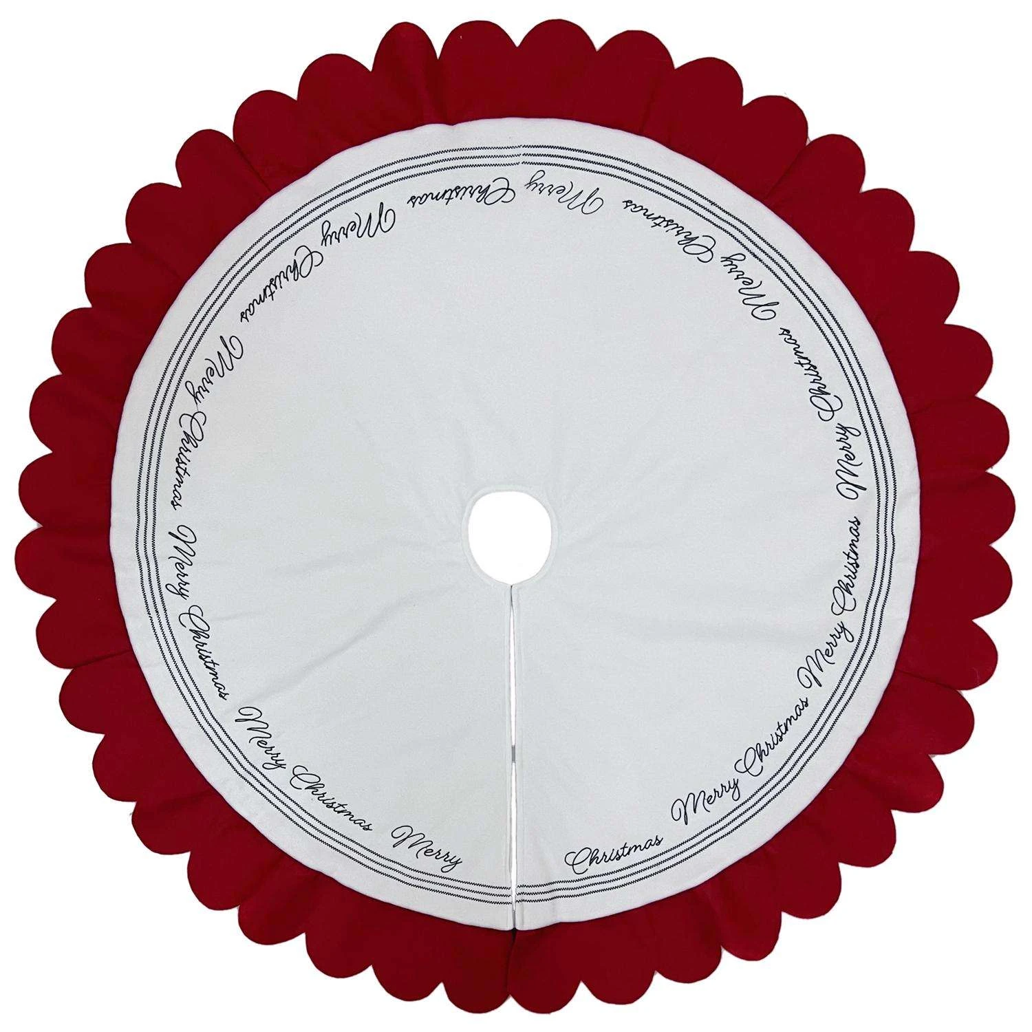 Celebrations Home Red/White Merry Christmas Tree Skirt 26.8 In.
