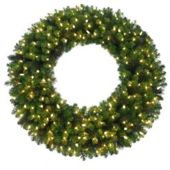 Celebrations Platinum 26 In. D LED Prelit Warm White Mixed Pine Wreath