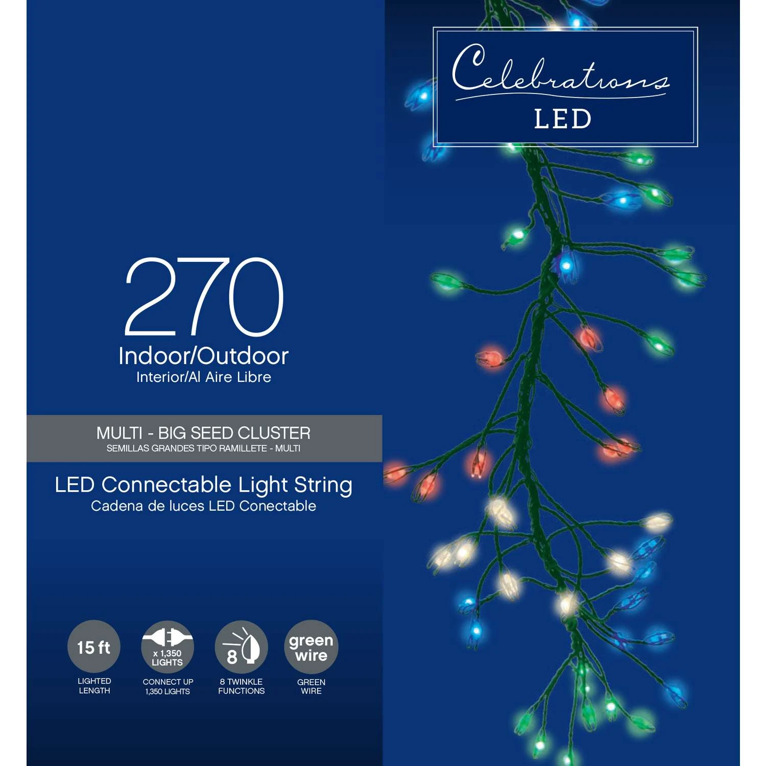Celebrations LED Micro Dot/Fairy Multicolored 270 Ct String Christmas Lights 15 Ft.