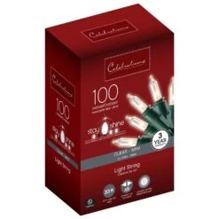 Celebrations Stay Shine Incandescent Mini Clear/Warm White 100 Ct String Christmas Lights 33 Ft.