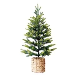 Celebrations Green Hyacinth Basket Base Christmas Tree 24 In.