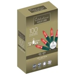 Celebrations Gold LED Mini Red 100 Ct String Christmas Lights 33 Ft.