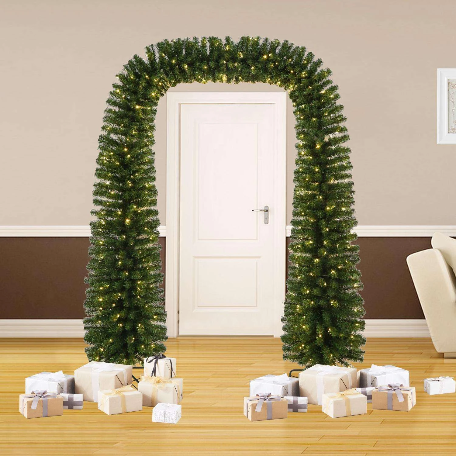 Celebrations 8 Ft. L LED Prelit Warm White Tree Arch Garland - Image 2