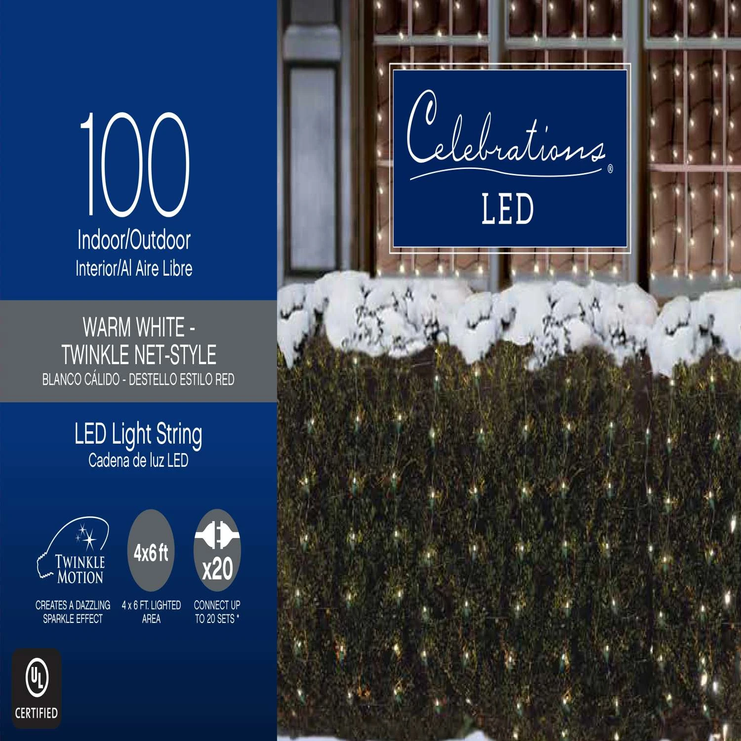 Celebrations LED Warm White 100 Ct Net Christmas Lights 6 Ft.