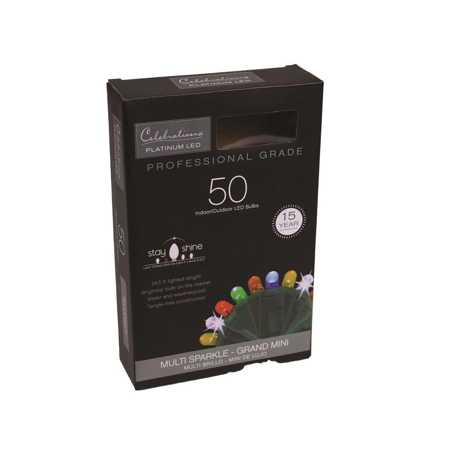 Celebrations Platinum LED Mini Multicolored 50 Ct String Christmas Lights 25 Ft. - Image 2