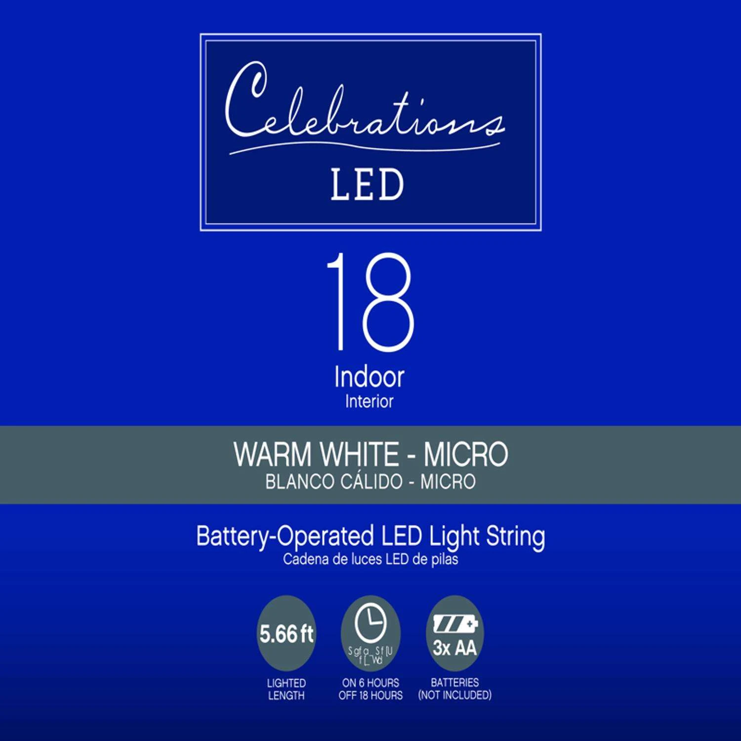 Celebrations LED Micro/5mm Clear/Warm White String Christmas Lights - Image 2