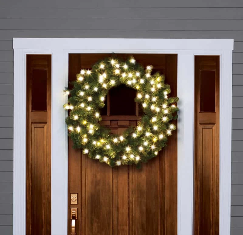 Celebrations Platinum 36 In. D LED Prelit Warm White Mixed Pine Christmas Wreath - Image 2