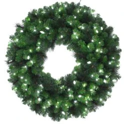 Celebrations Platinum 36 In. D LED Prelit Pure White Mixed Pine Christmas Wreath