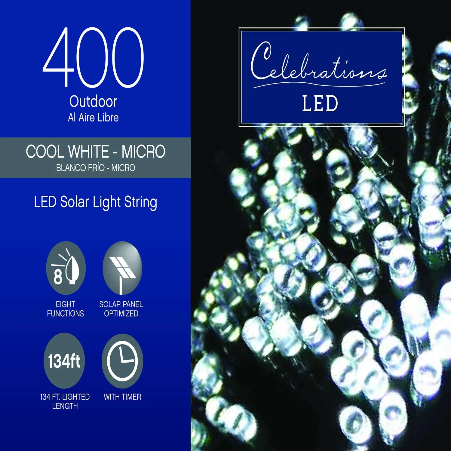 Celebrations LED Micro/5mm Cool White 400 Ct String Christmas Lights 134 Ft.