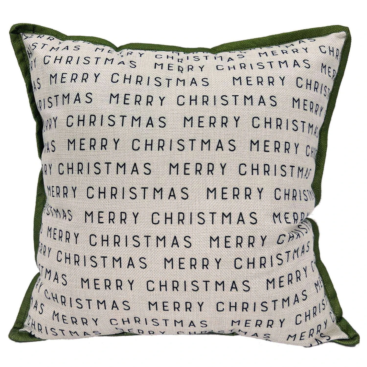Celebrations Home Green/White Winter Woodland Merry Christmas Pillow 5 In.
