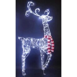Celebrations LED Cool White Ornate Wire Buck 4 Ft. Yard Decor
