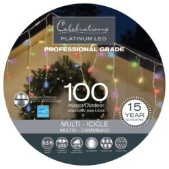 Celebrations Platinum LED T5 Multicolored 100 Ct Icicle Christmas Lights 9.5 Ft.