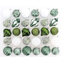 Celebrations Green/White Winter Woodland Ornaments