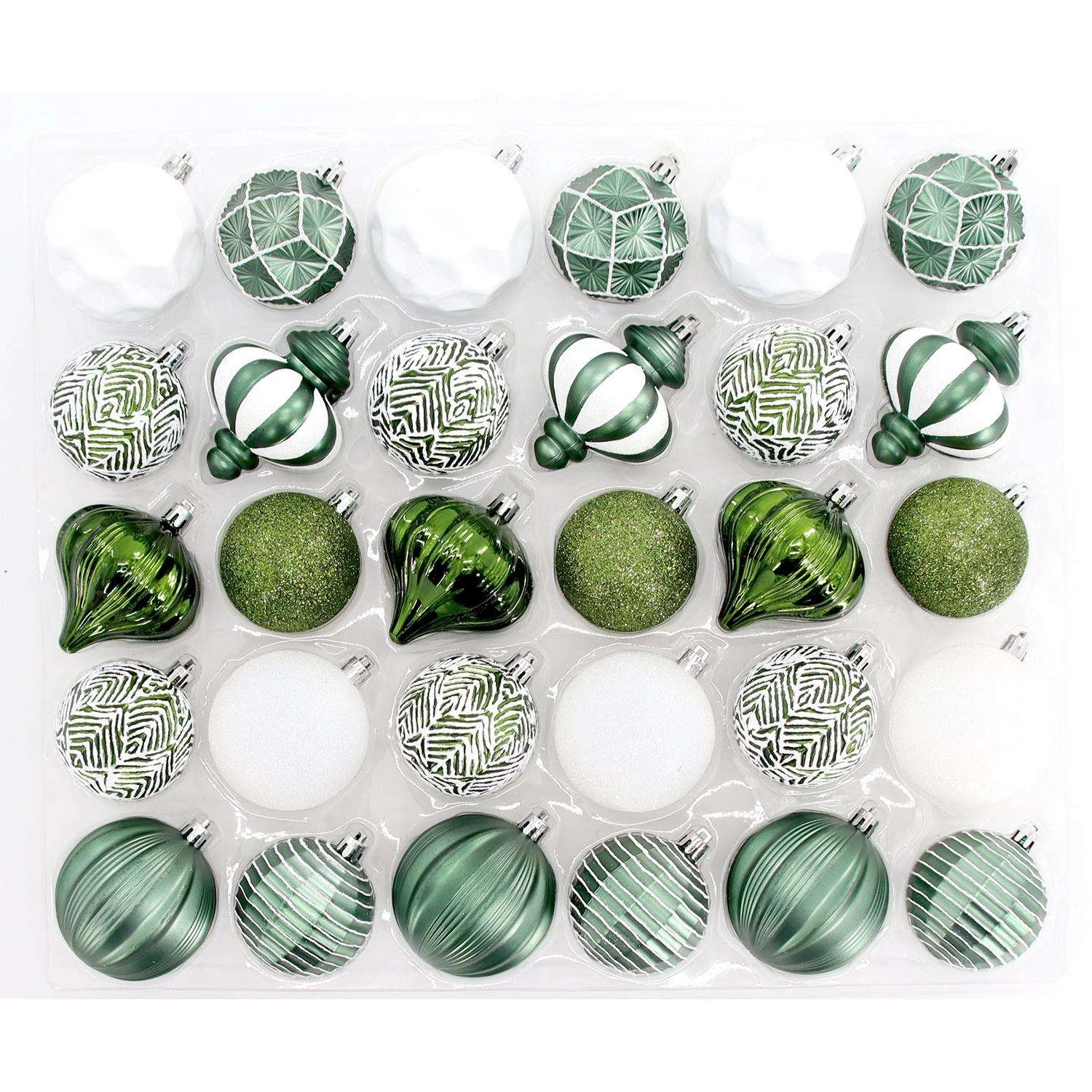 Celebrations Green/White Winter Woodland Ornaments