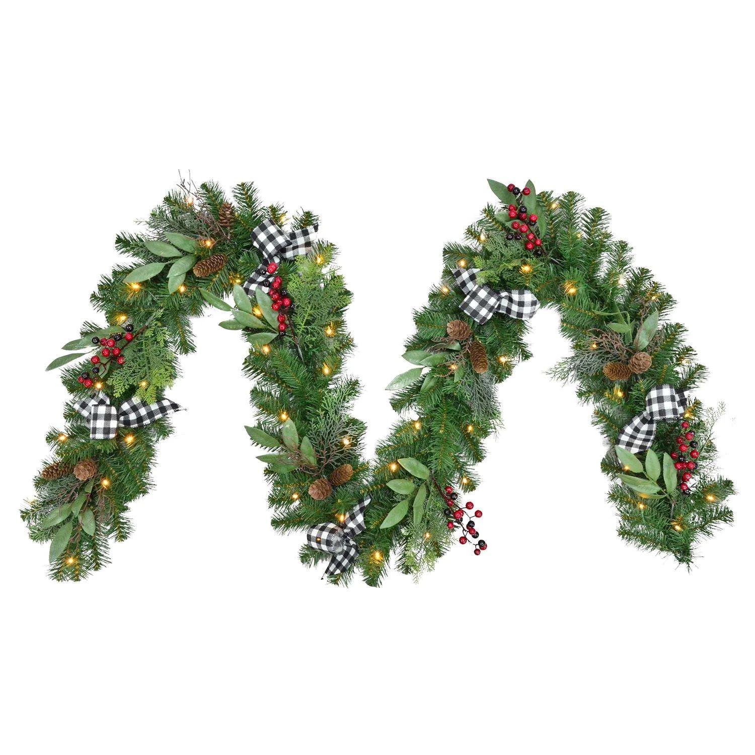 Celebrations 12 In. D X 9 Ft. L LED Prelit Warm White Decorated Garland