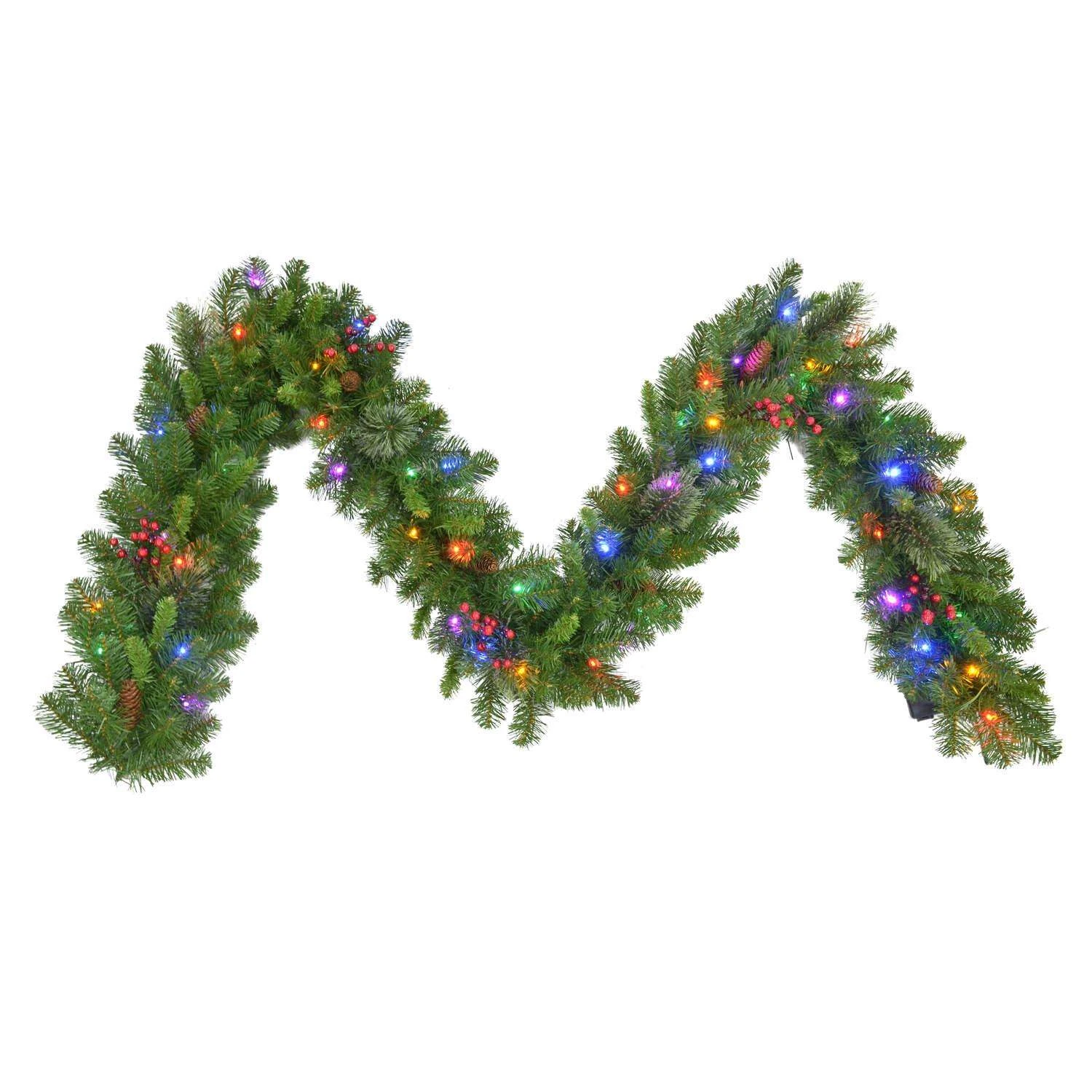 Celebrations Home 9 Ft. L LED Prelit Multicolored Mixed Pine Garland