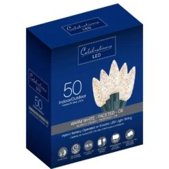 Celebrations LED C6 Warm White 50 Ct String Christmas Lights 16 Ft.